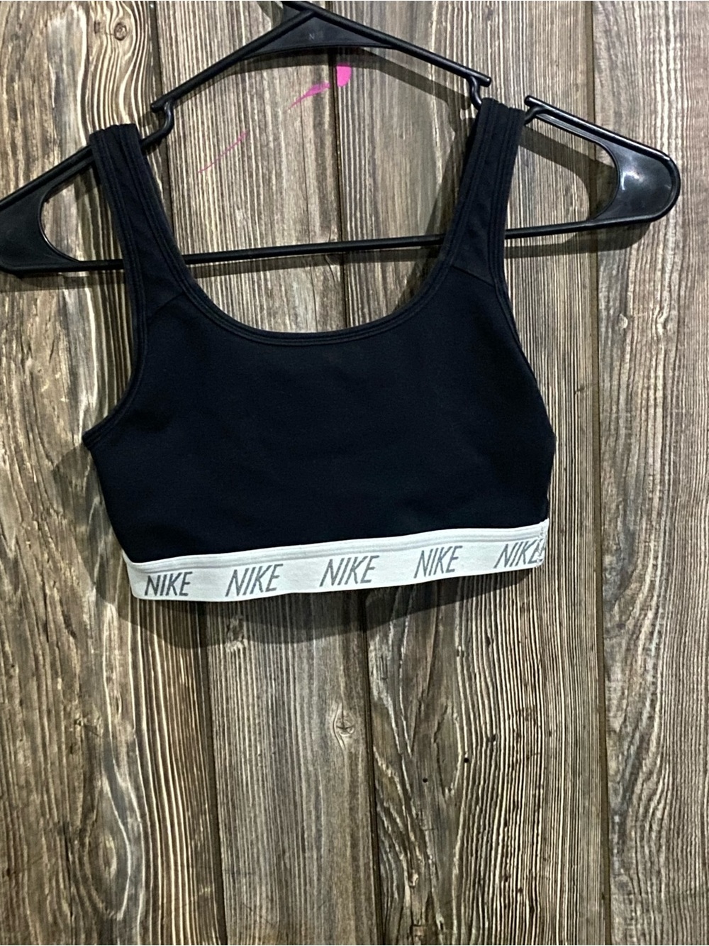Nike Black Sports Bra with White Logo Band